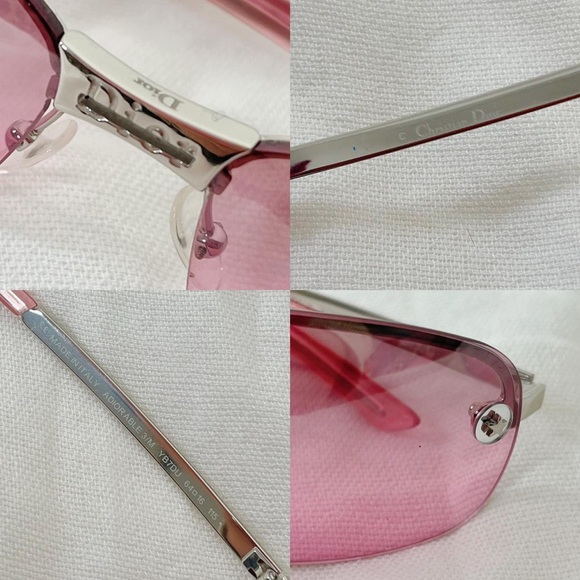CHRISTIAN DIOR PASTEL PINK / SILVER Y2K RIMLESS VISOR SUNGLASSES FRAMES - Picture 3 of 4